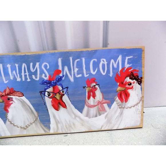 NEW Hens Chickens Country Wall Art Home Farmhouse Print Friends Always Welcome - Picture 3 of 4
